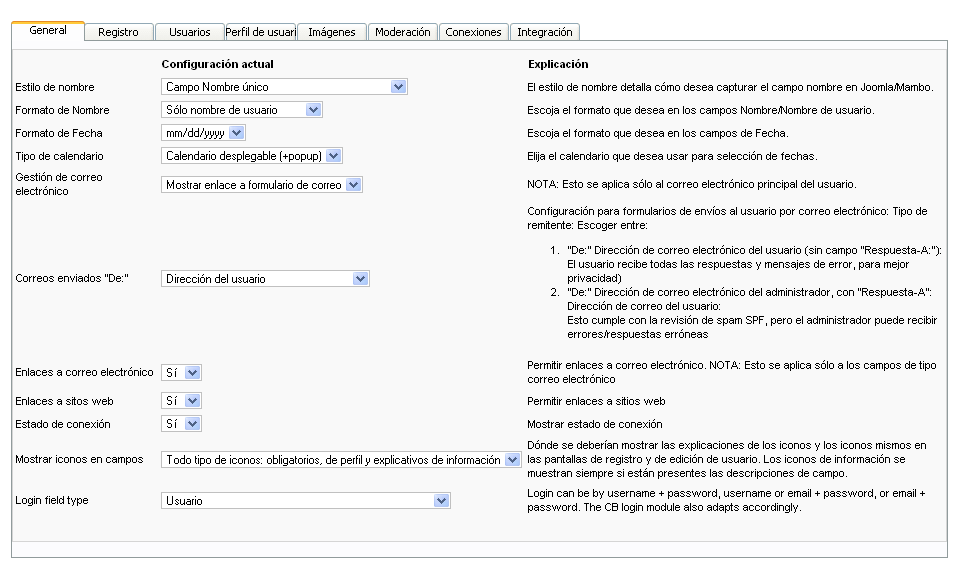 Configuracion general Configuracion general