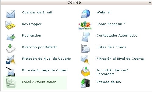 Vista Sección Correo Cpanel