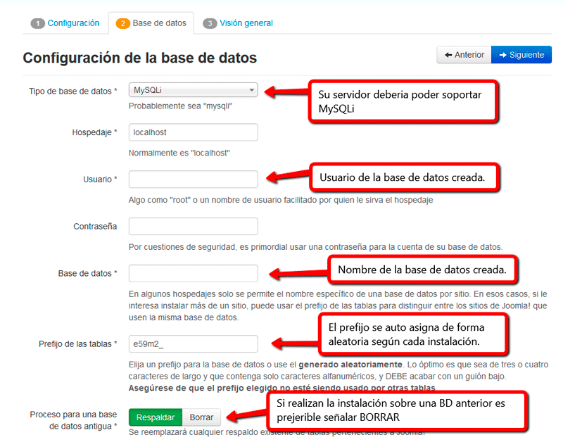Configuración de la Base de Datos Configuración de la Base de Datos