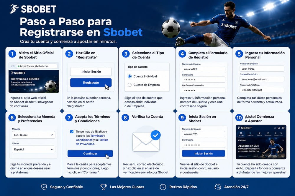 Proceso de registro en plataforma de apuestas deportivas Sbobet