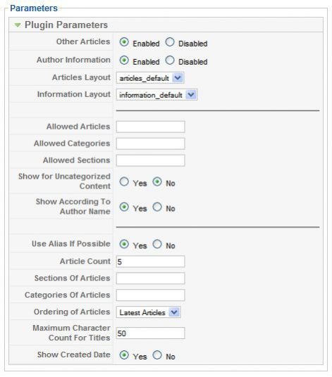 Plugín Detalles del Autor v1 y sus artículos