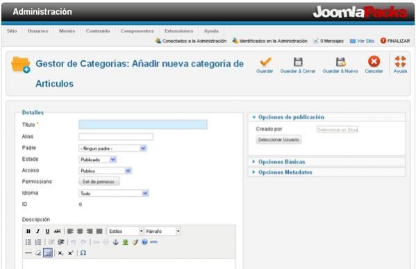 Categorías Joomla! 2.5