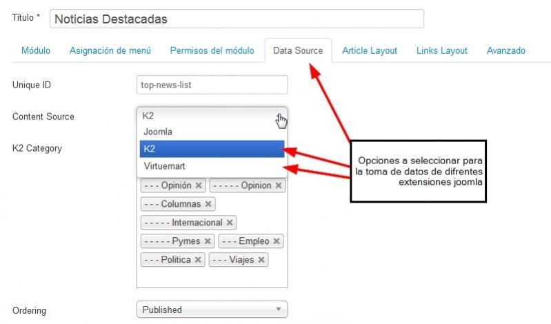 Módulo destacados joomla