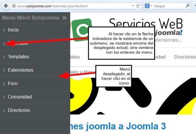 Módulo menu para vista en un Móvil
