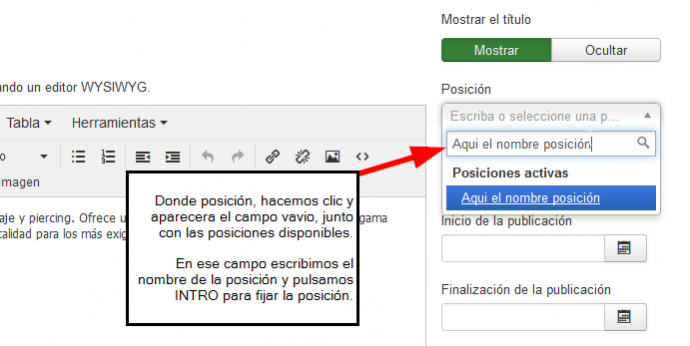 Cómo insertar módulos en los contenidos