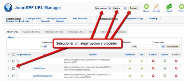 Configuracion JoomSEF en español para URLs amigables Joomla!
