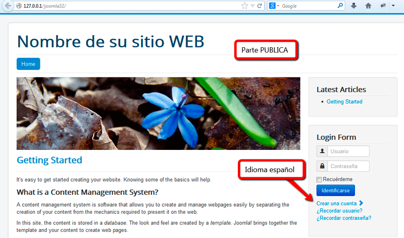 Parte publica Joomla Parte publica Joomla